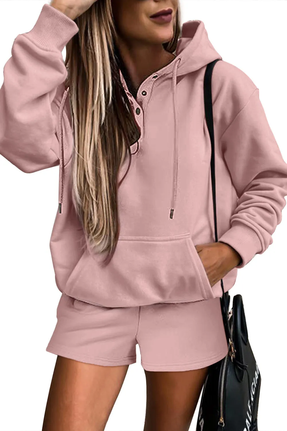 Women 2 Piece Sweatsuit Lounge Sets Oversized Hoodie Sweatshirt Shorts Tracksuit Set